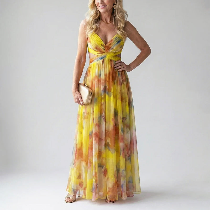 Layla | Soft Mesh Watercolor Maxi Dress