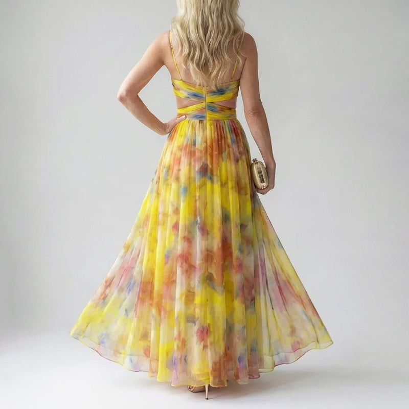 Layla | Soft Mesh Watercolor Maxi Dress