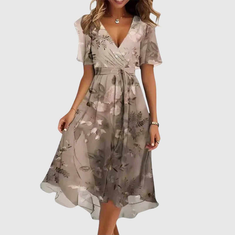 Leila | Floral V-Neck Midi Dress