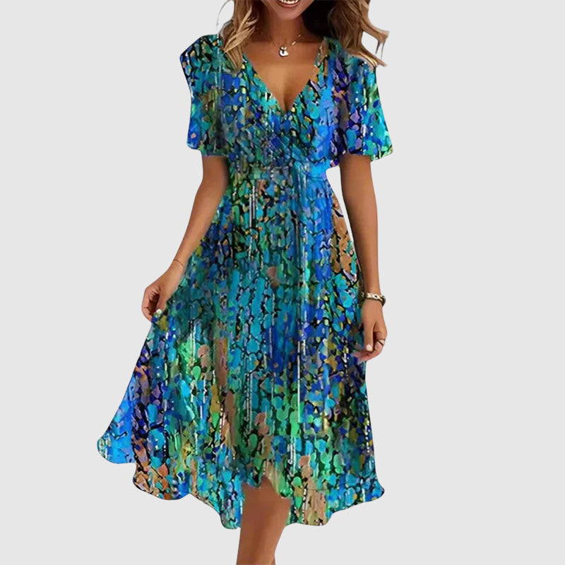 Leila | Floral V-Neck Midi Dress