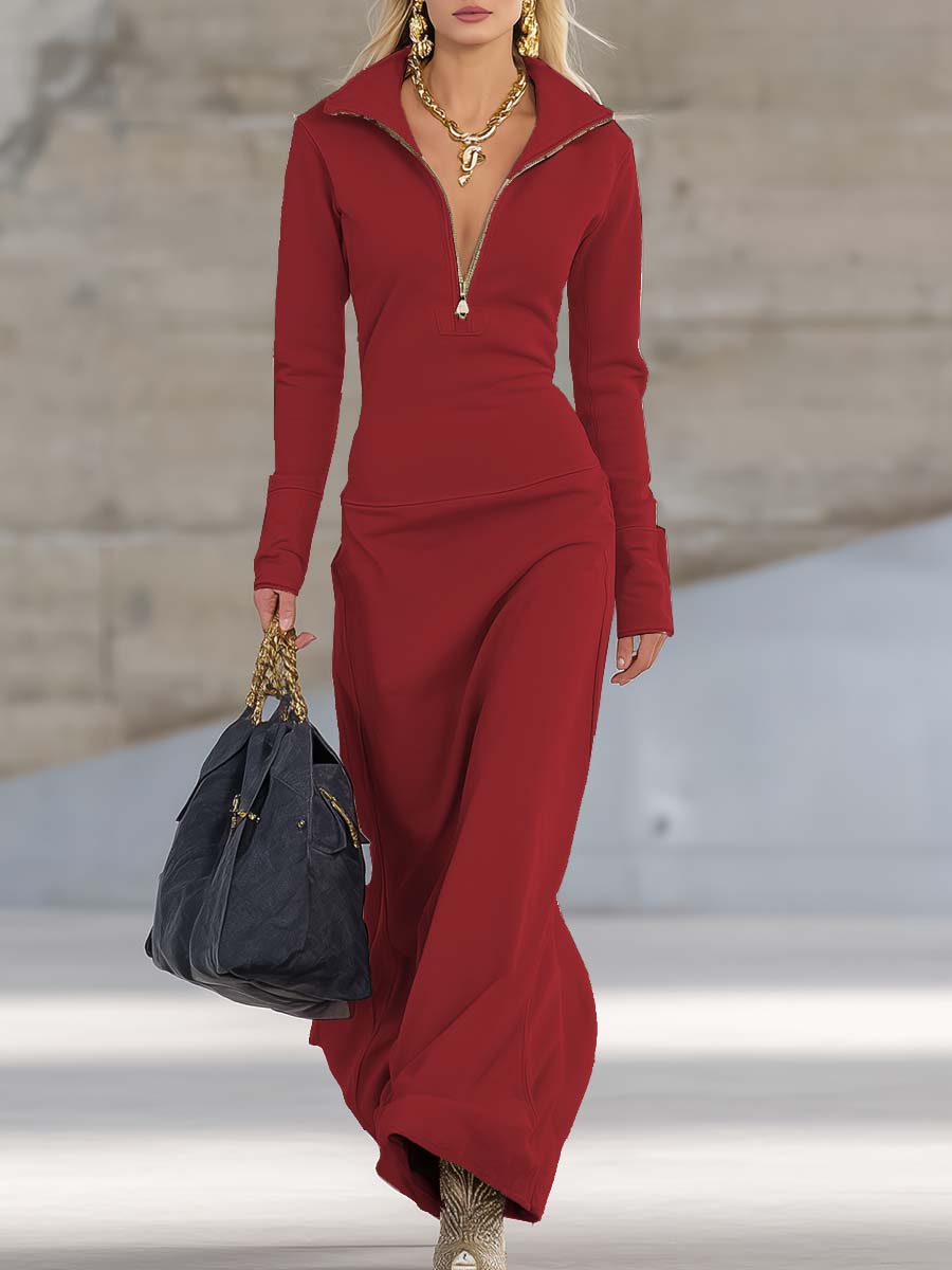Leona | Hooded Zip Front Maxi Dress