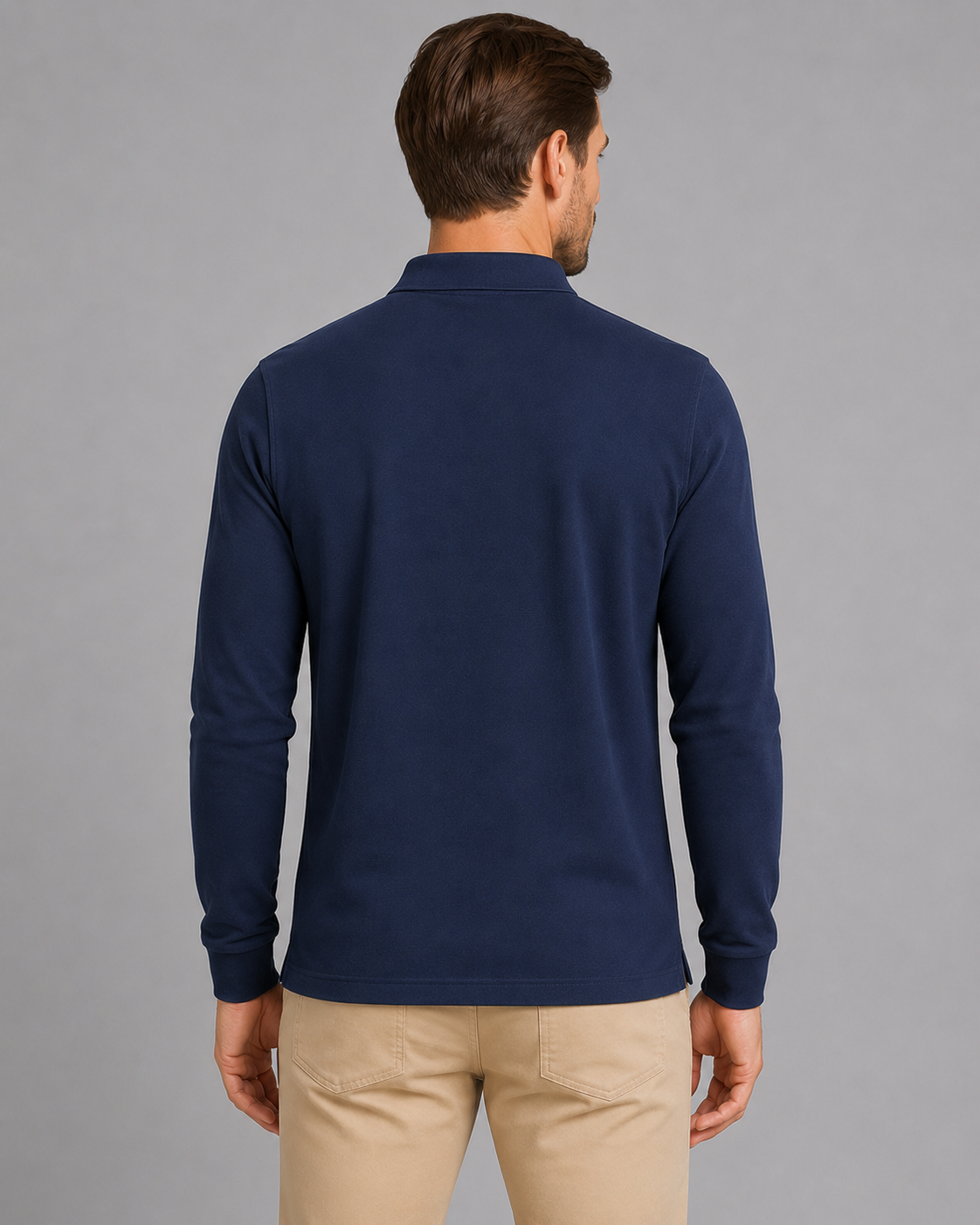 Leonard long sleeve polo shirt pique cotton - side view