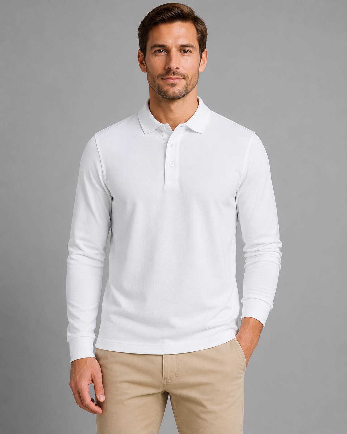Leonard long sleeve polo shirt pique cotton - color options 2
