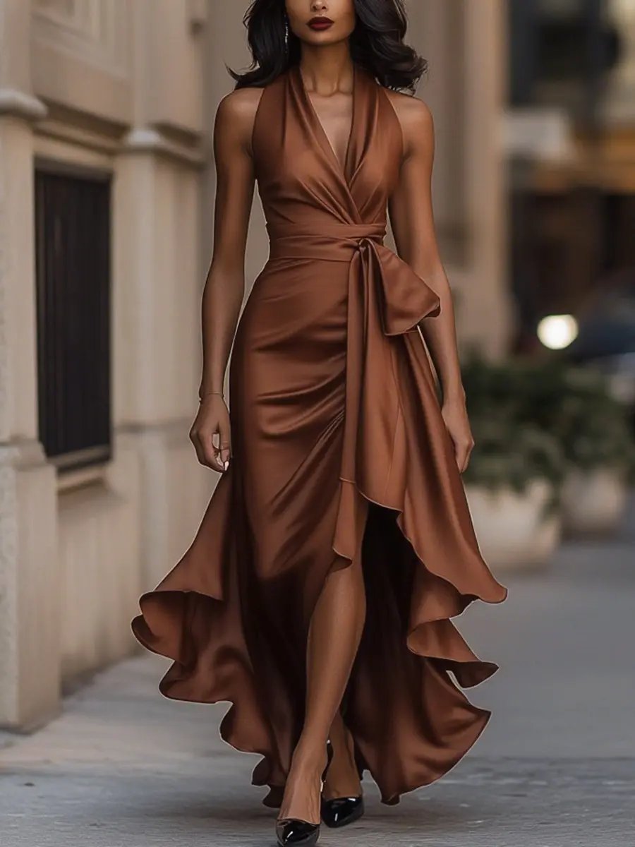 Leslie | Women's Halter Neck Maxi Dress