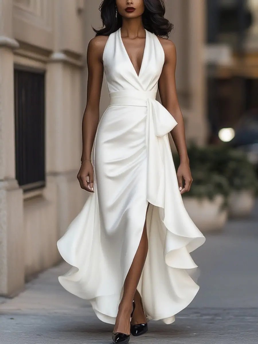 Leslie | Women's Halter Neck Maxi Dress