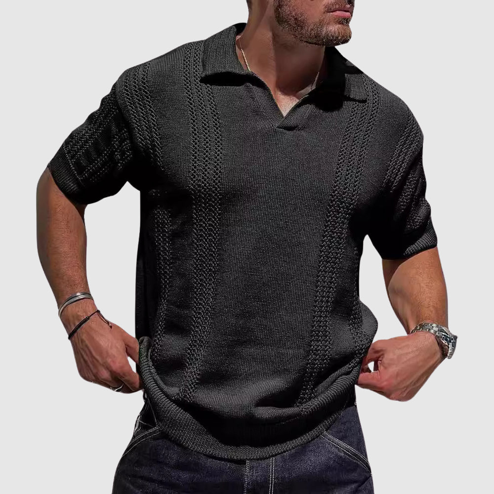 Lewis | Textured Knit Polo Shirt