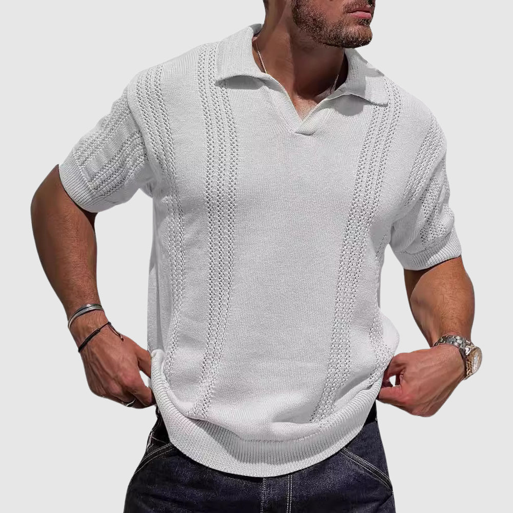 Lewis | Textured Knit Polo Shirt