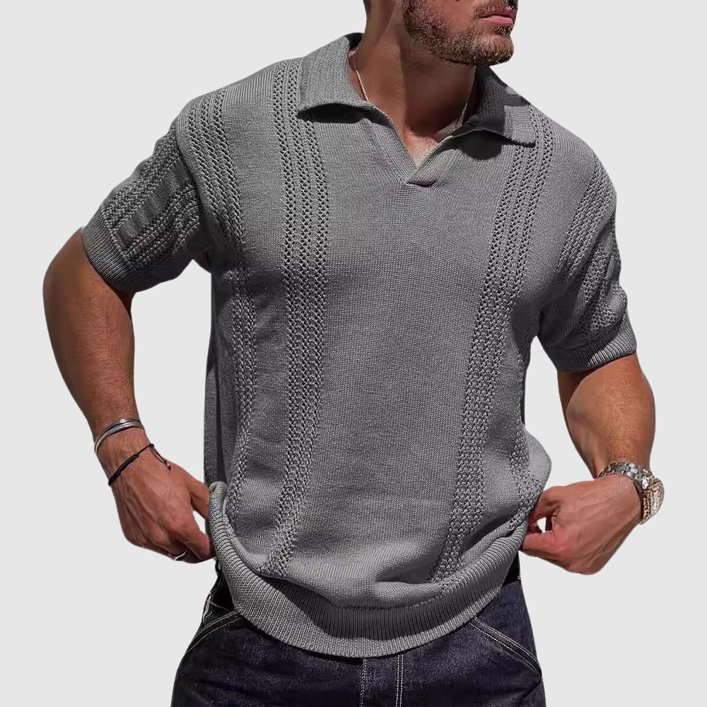 Lewis | Textured Knit Polo Shirt