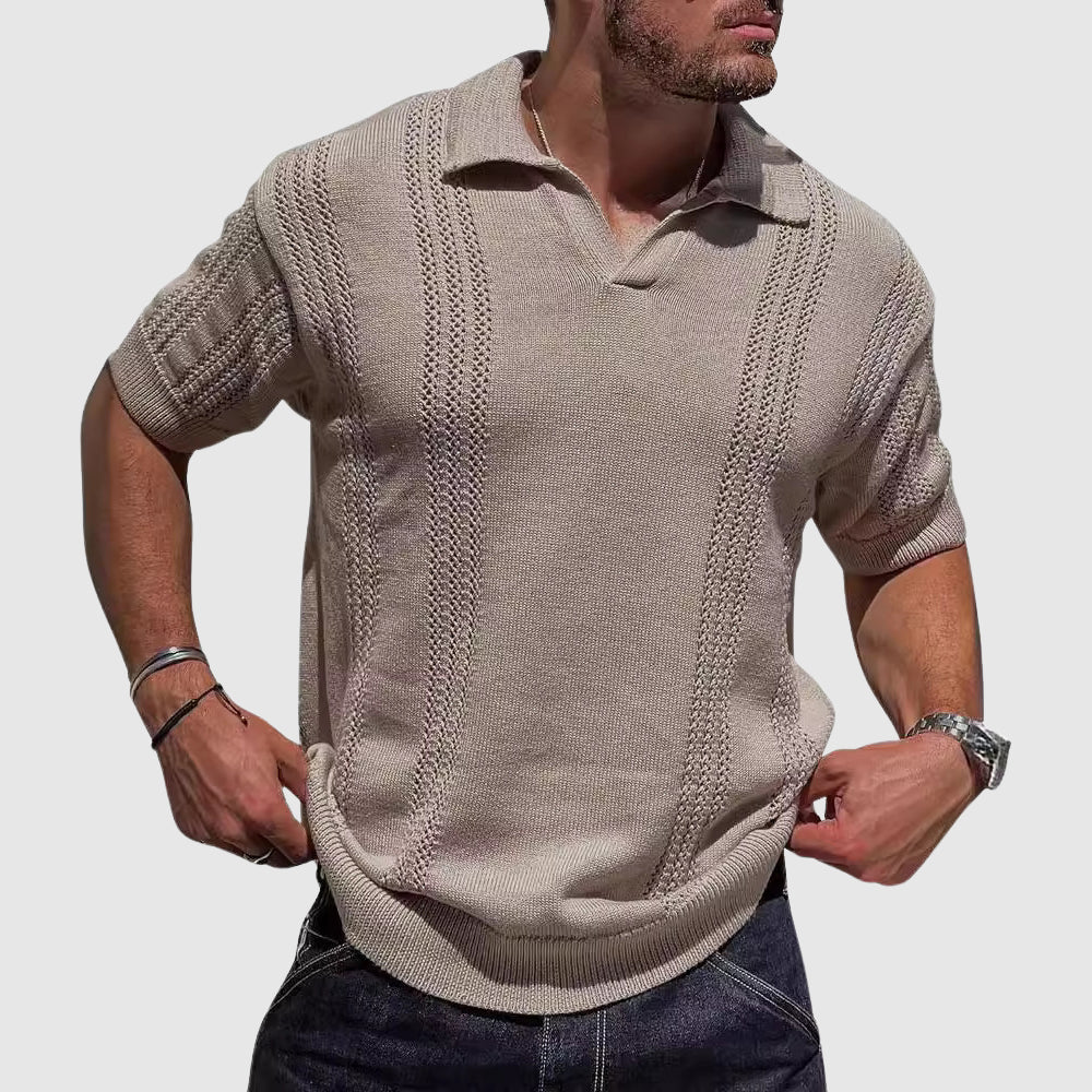 Lewis | Textured Knit Polo Shirt