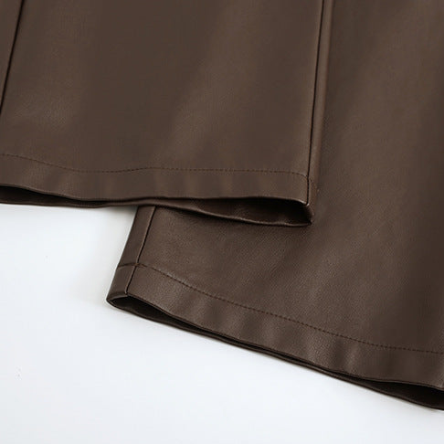 Lienne | Paneled Wide-Leg Leather Pants