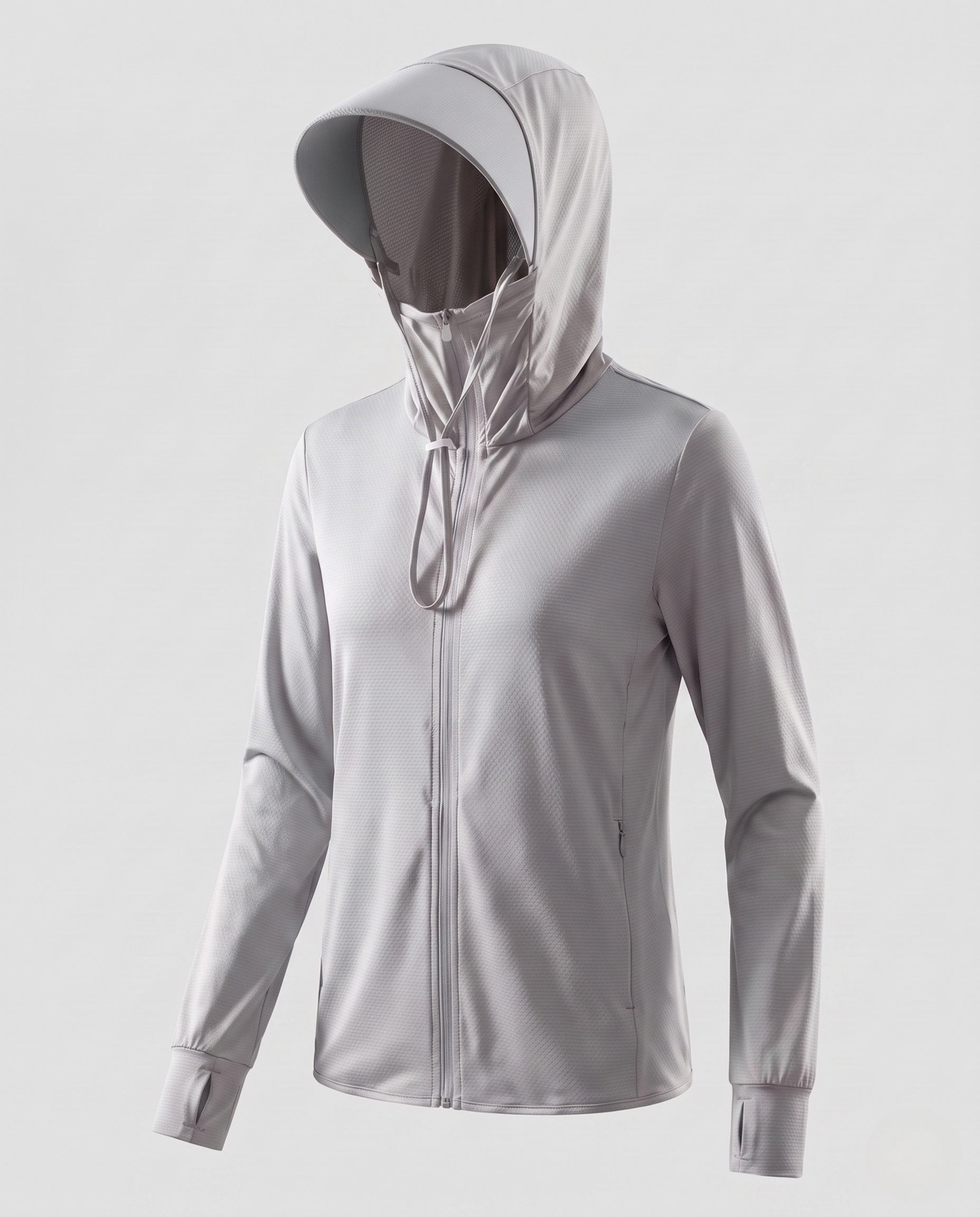 Lily technical hooded mesh jacket - color Ice Gray