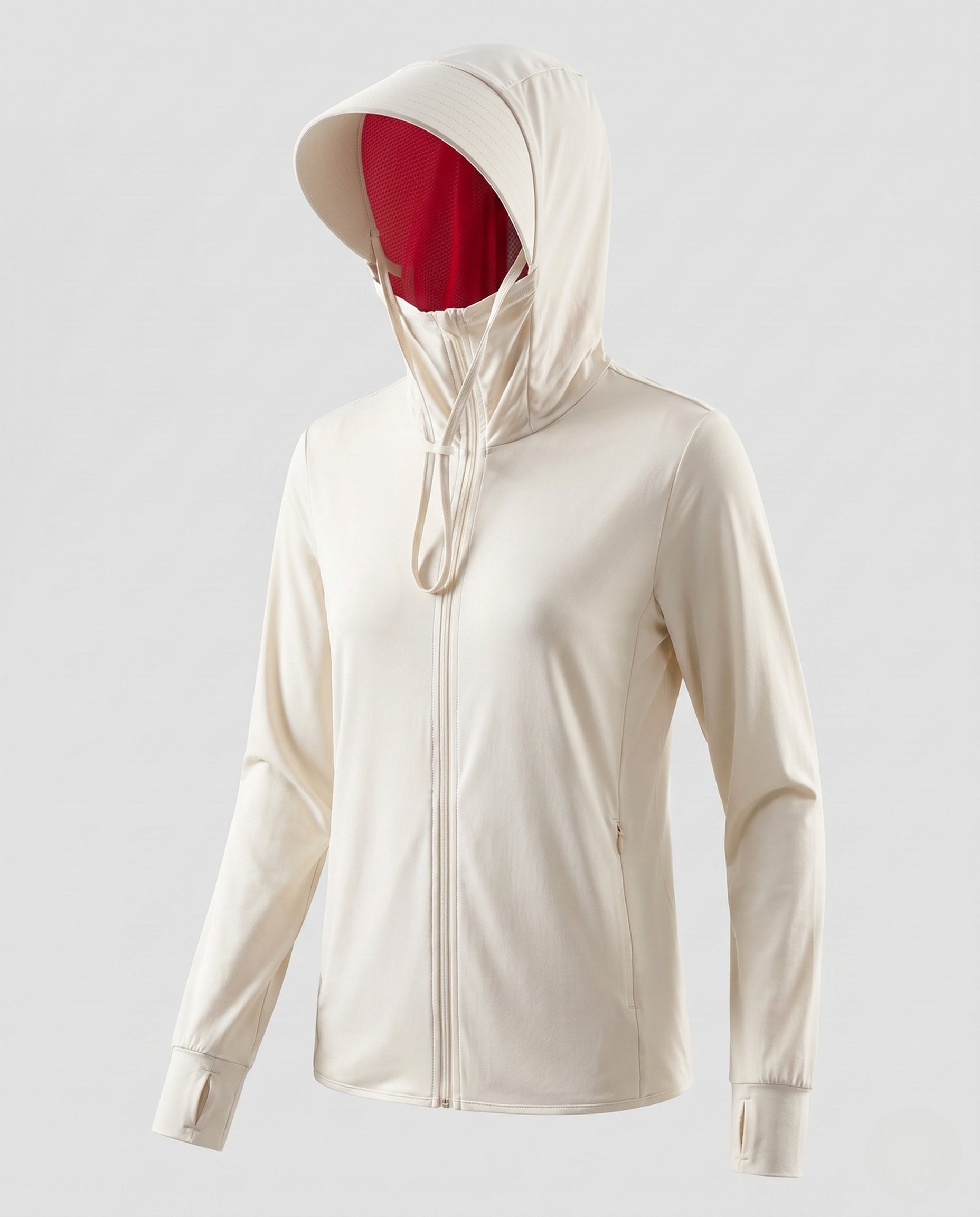 Lily technical hooded mesh jacket - color Coffee Brown
