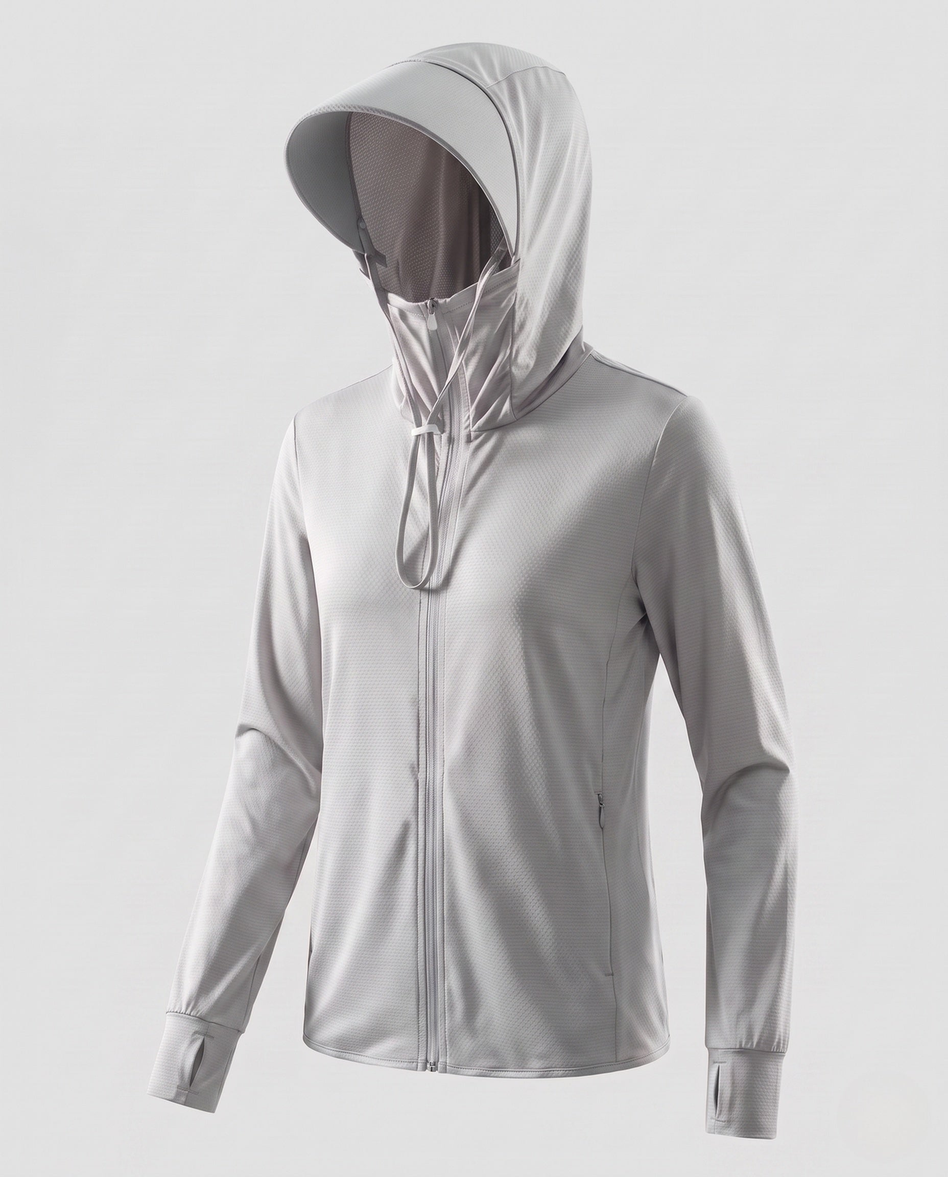 Lily technical hooded mesh jacket - color Silver Gray