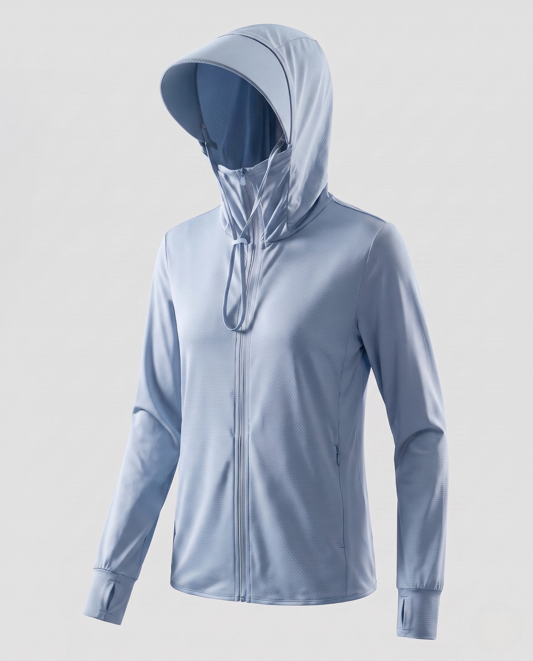 Lily technical hooded mesh jacket - color Ice Blue