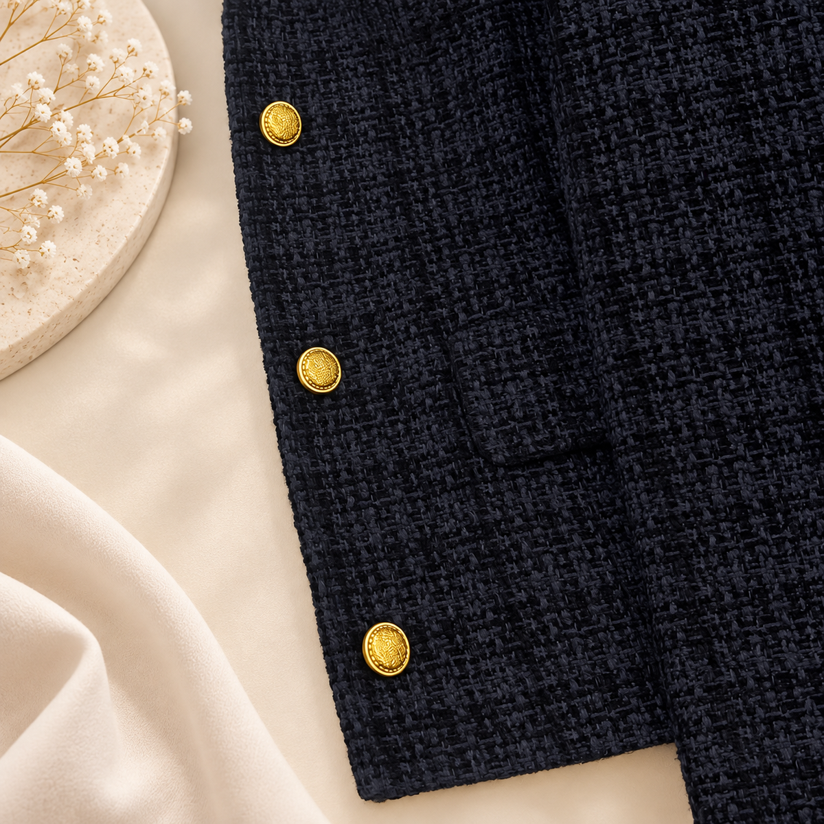 Linnet textured button-front cardigan jacket, view 3