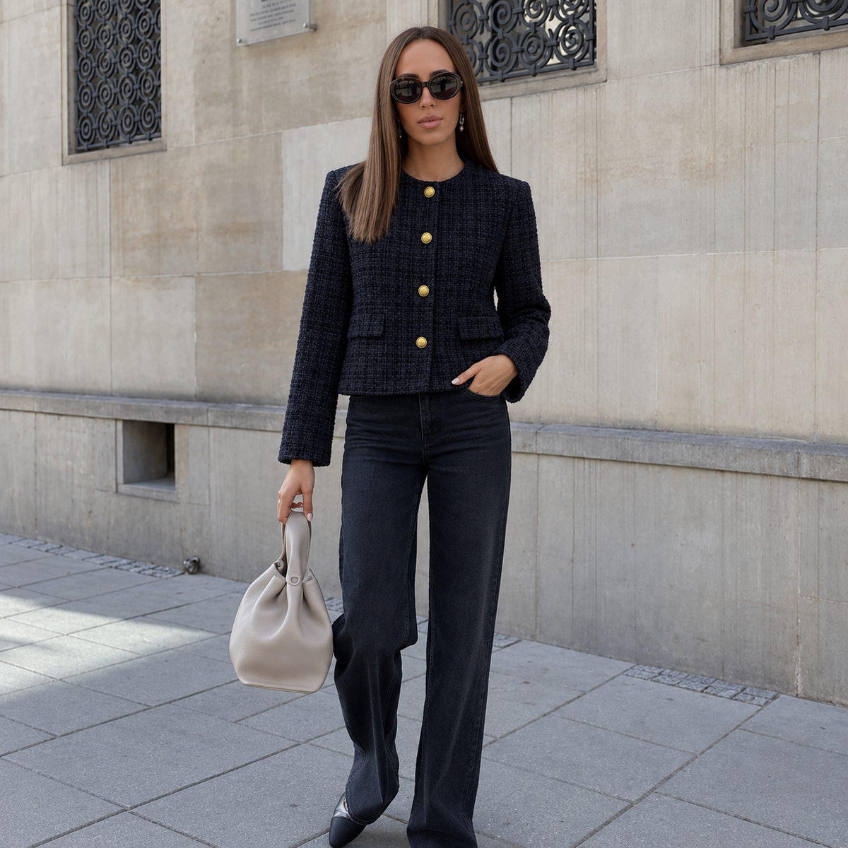 Linnet textured button-front cardigan jacket, view 5