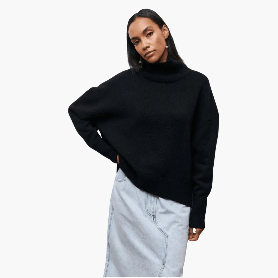Loretta ribbed turtleneck sweater - color Blue