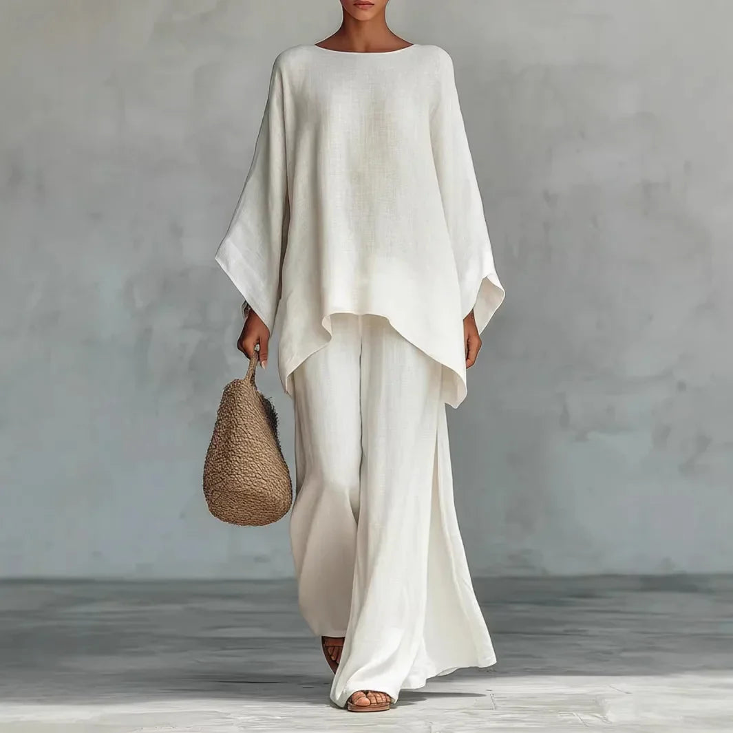 Lorraine | Women's Asymmetrical Top Wide Leg Pants Set