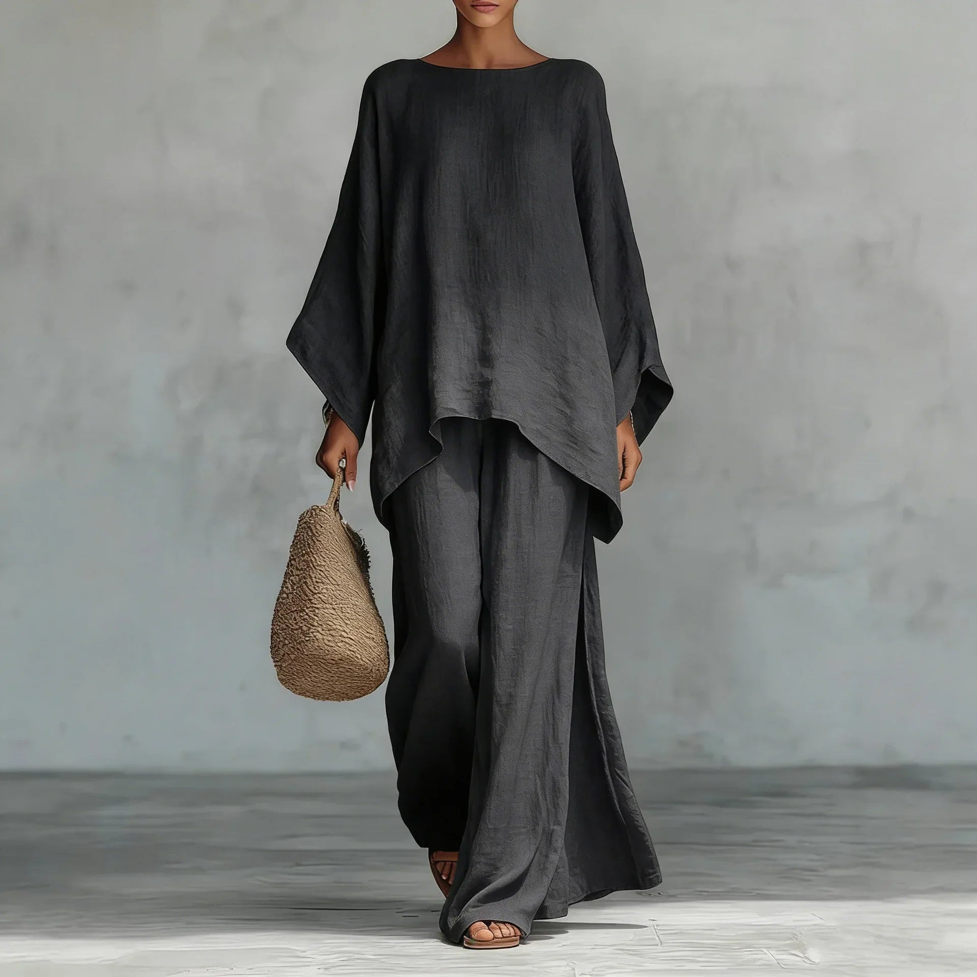 Lorraine | Women's Asymmetrical Top Wide Leg Pants Set