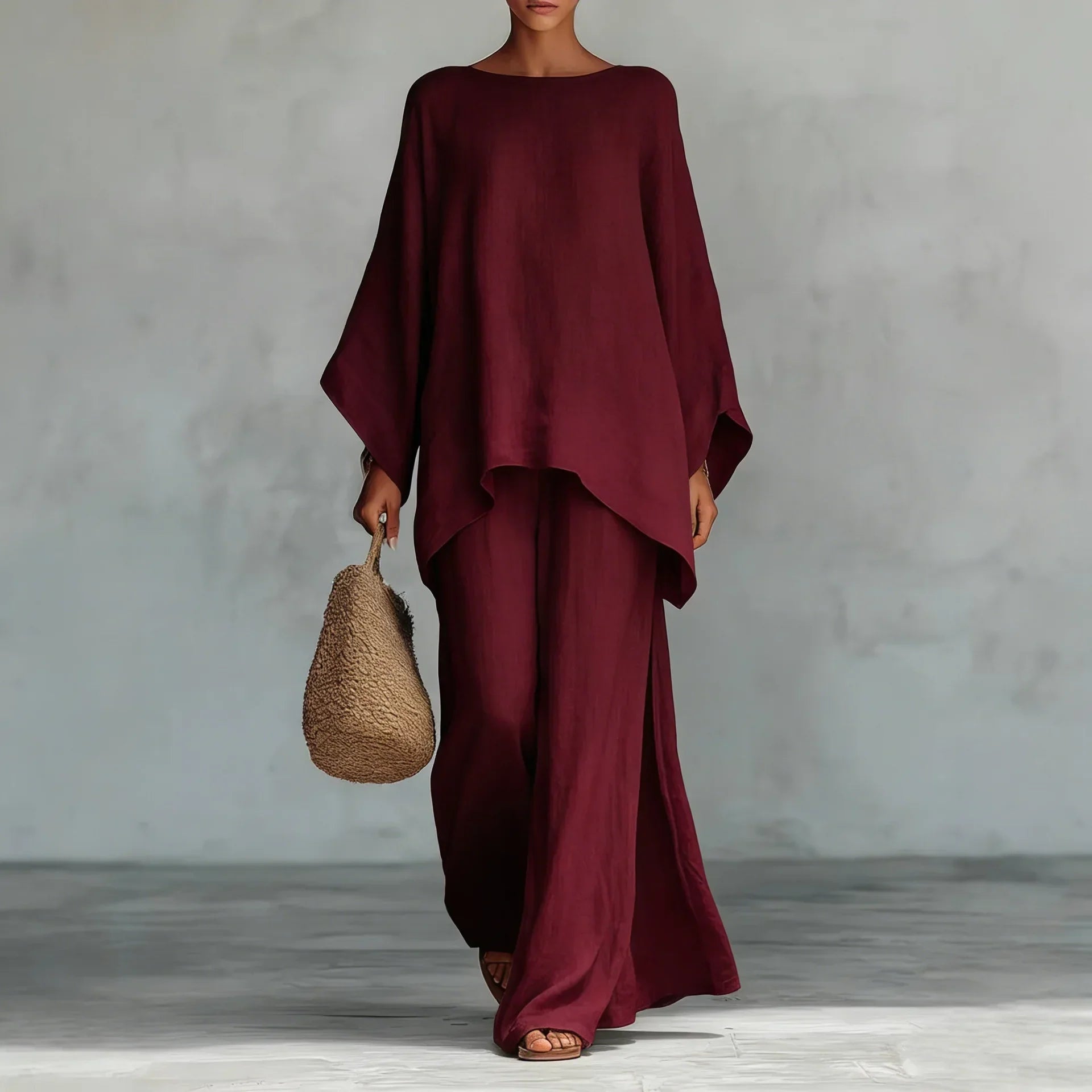 Lorraine | Women's Asymmetrical Top Wide Leg Pants Set
