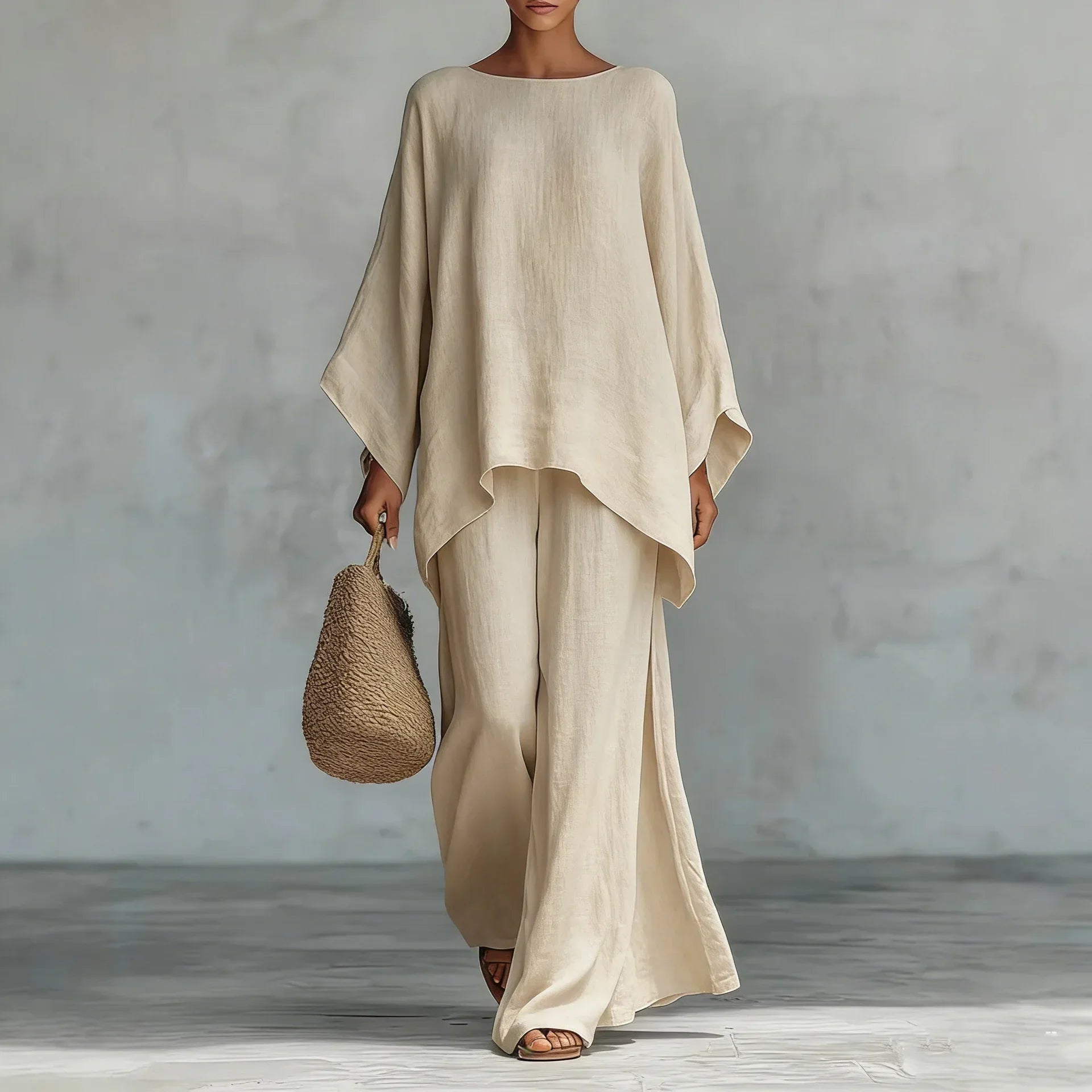 Lorraine | Women's Asymmetrical Top Wide Leg Pants Set