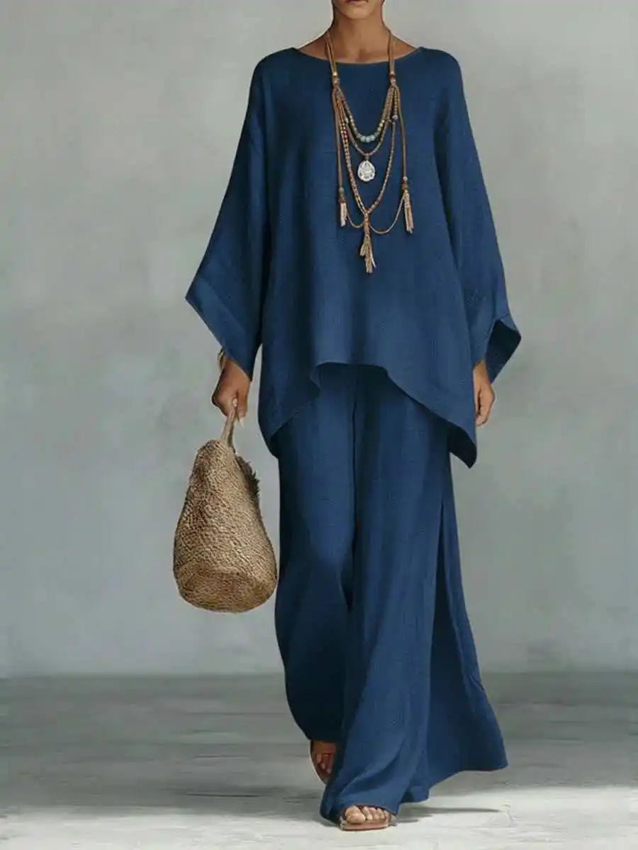 Lorraine | Women's Asymmetrical Top Wide Leg Pants Set