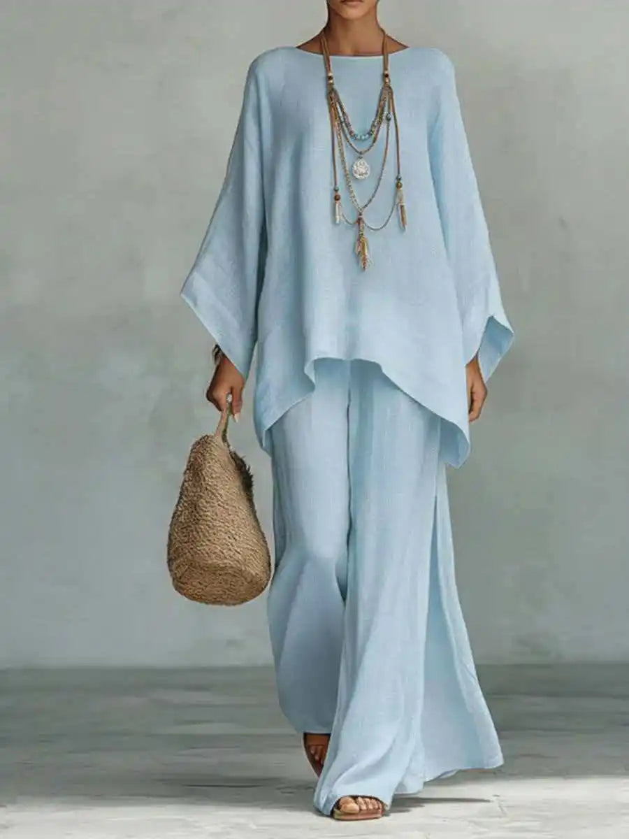 Lorraine | Women's Asymmetrical Top Wide Leg Pants Set