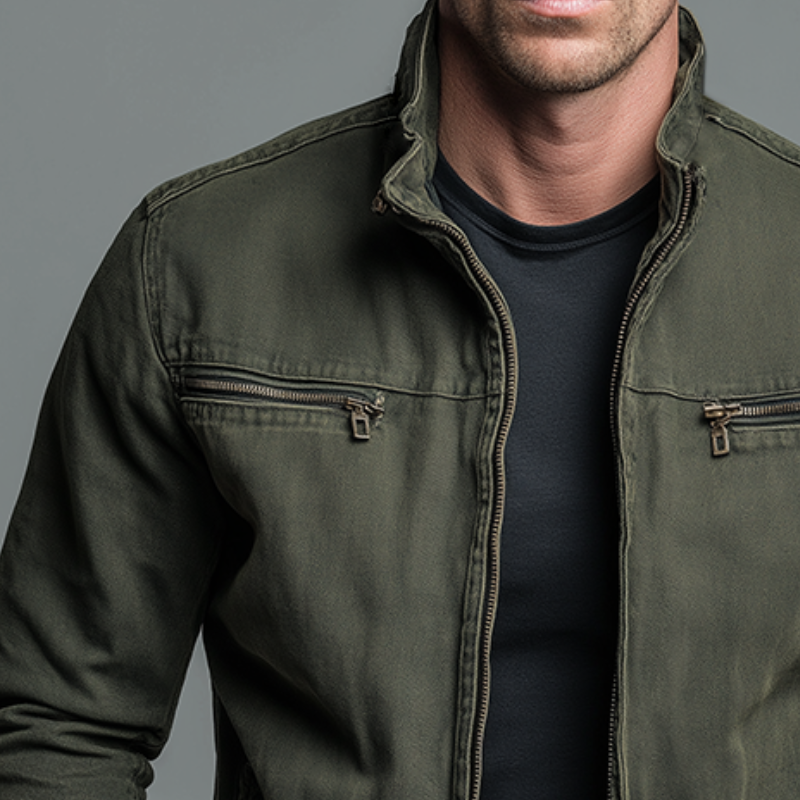 Lucian vintage stand-collar zip jacket, view 2
