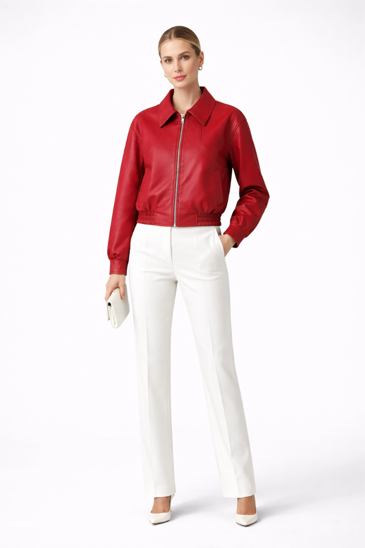 Lucrezia bomber jacket with zip closure - front view