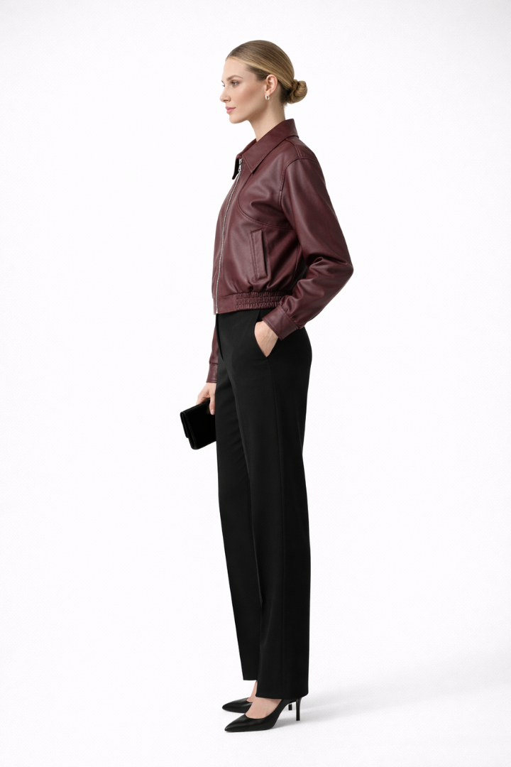 Lucrezia bomber jacket with zip closure - full look