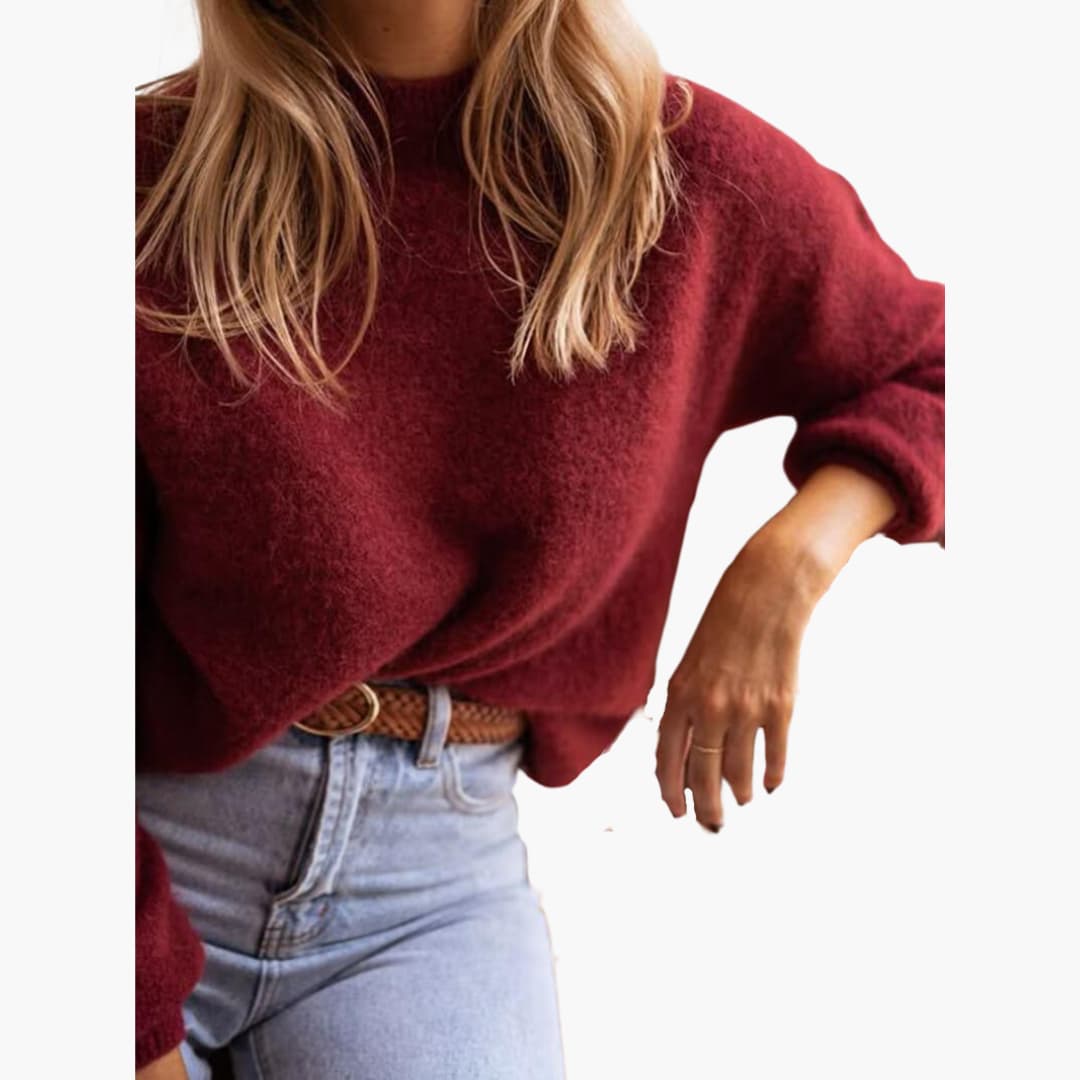 Lucy knit sweater round neckline - full look