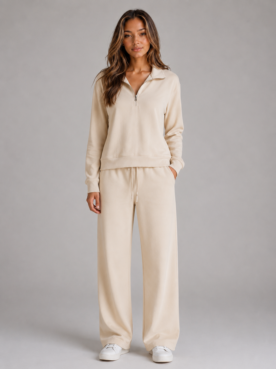 Mabel half zip lounge set two piece co-ord - front view