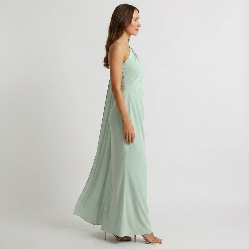Maelle | One Shoulder Cape Wedding Guest Maxi Dress