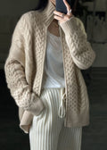 Maeve high-neck zip cardigan, beige