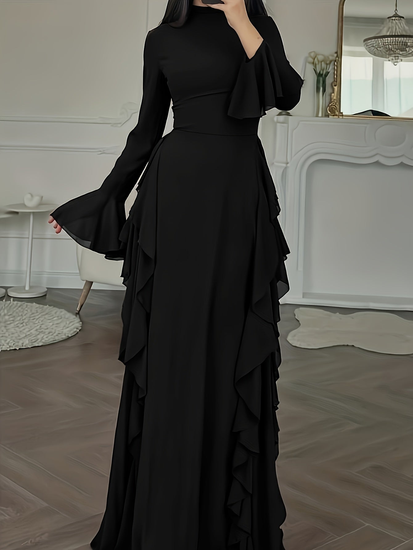 Marceline fall ruffle sleeve bodycon dress - sleeve detail