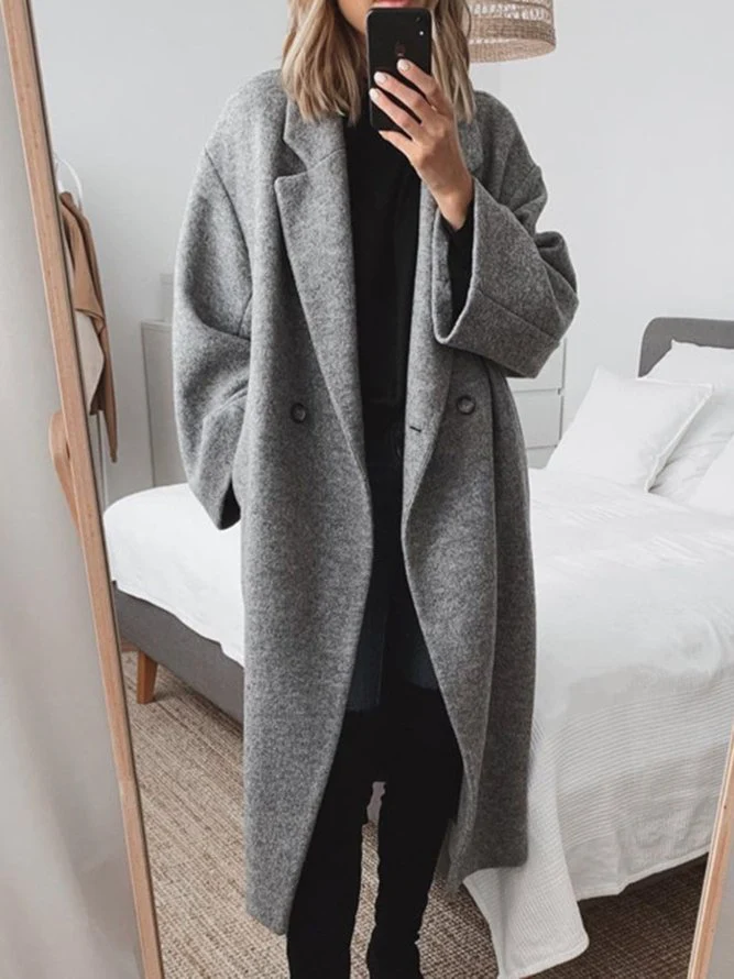 Maren classic tailored overcoat, gray