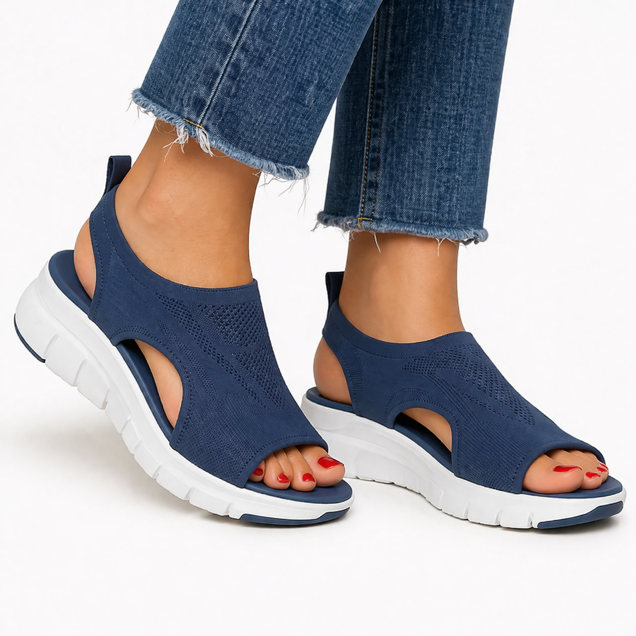 Margaret orthopedic slip-on walking shoes - color Navy