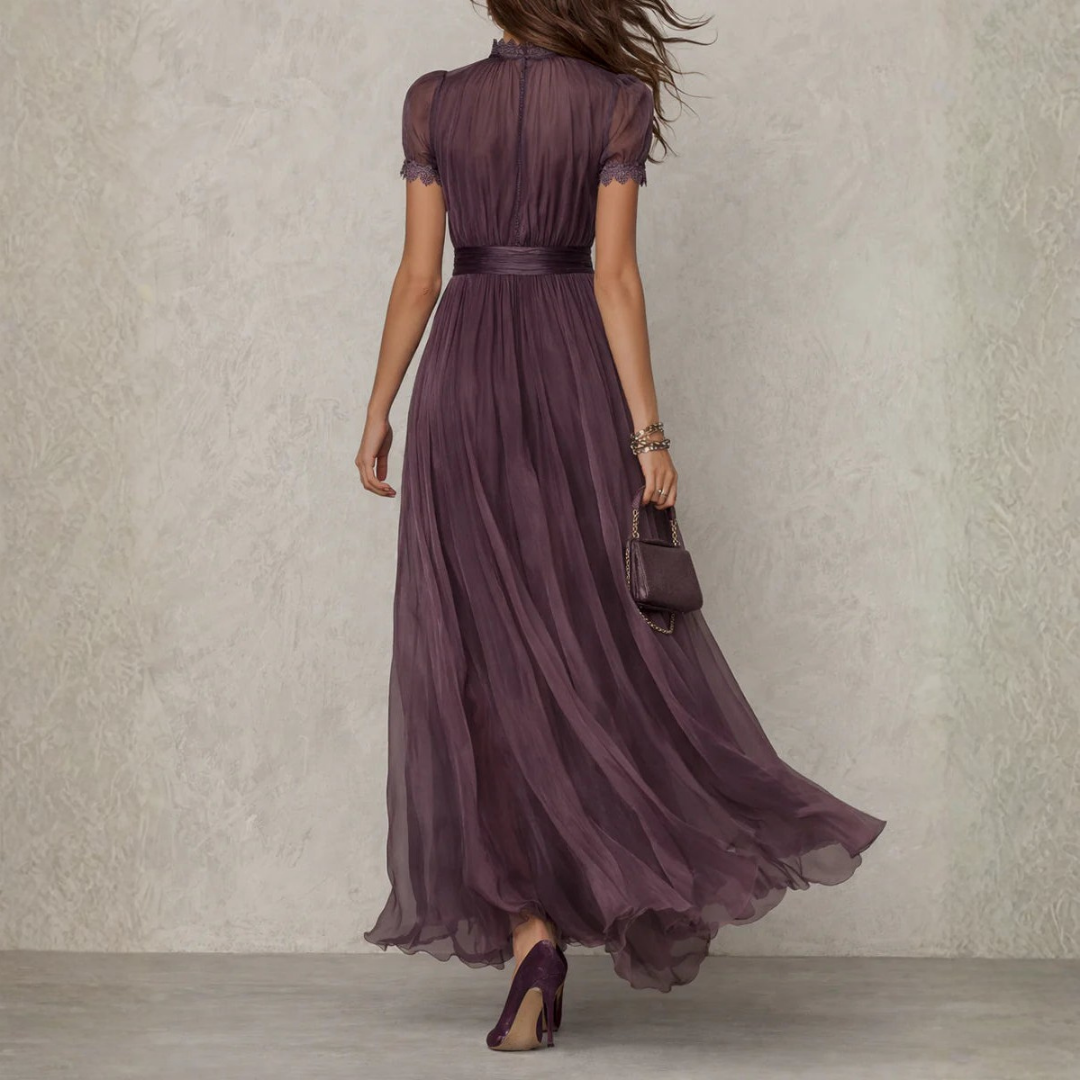 Marianne | Lace Trim Chiffon Maxi Dress