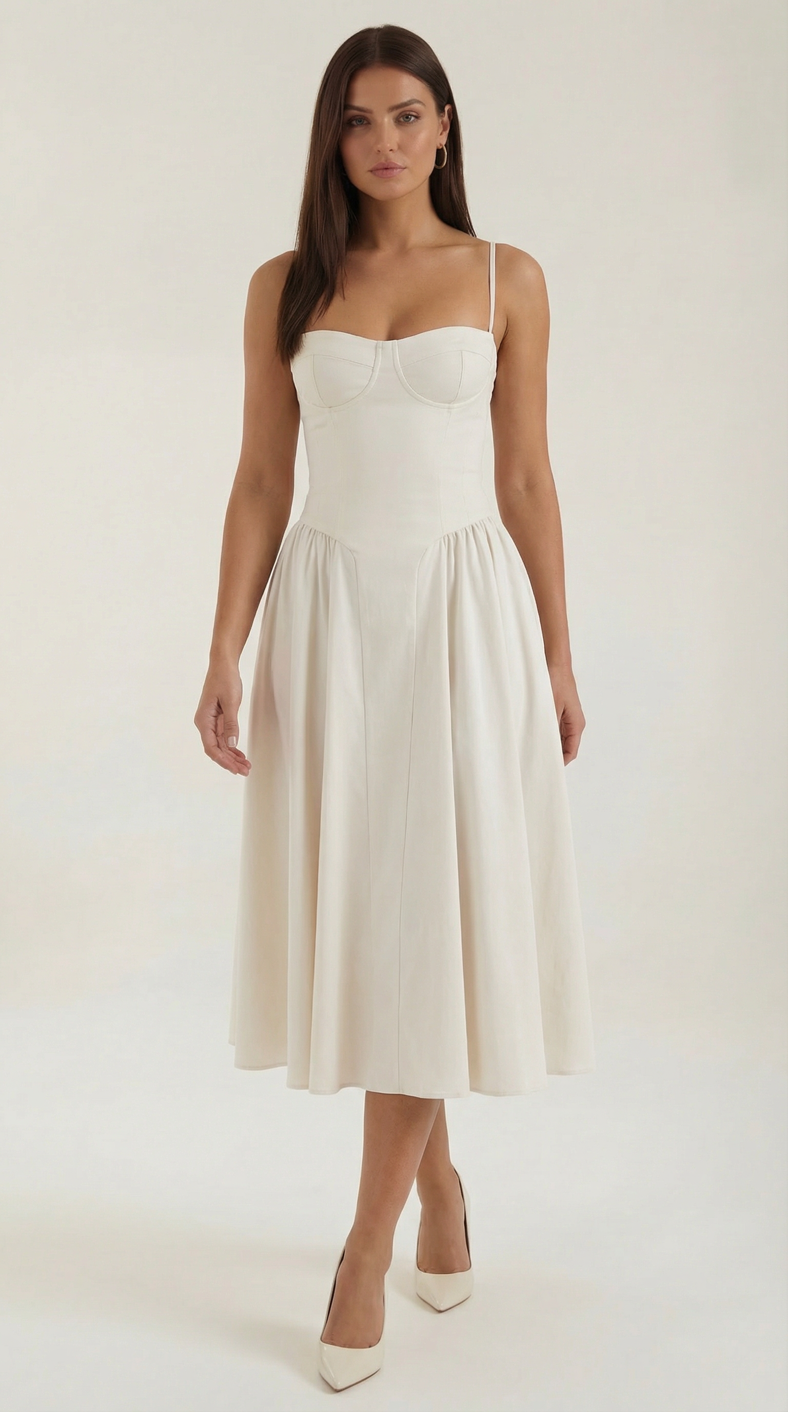 Marielle | Floral Corset Wedding Guest Midi Dress