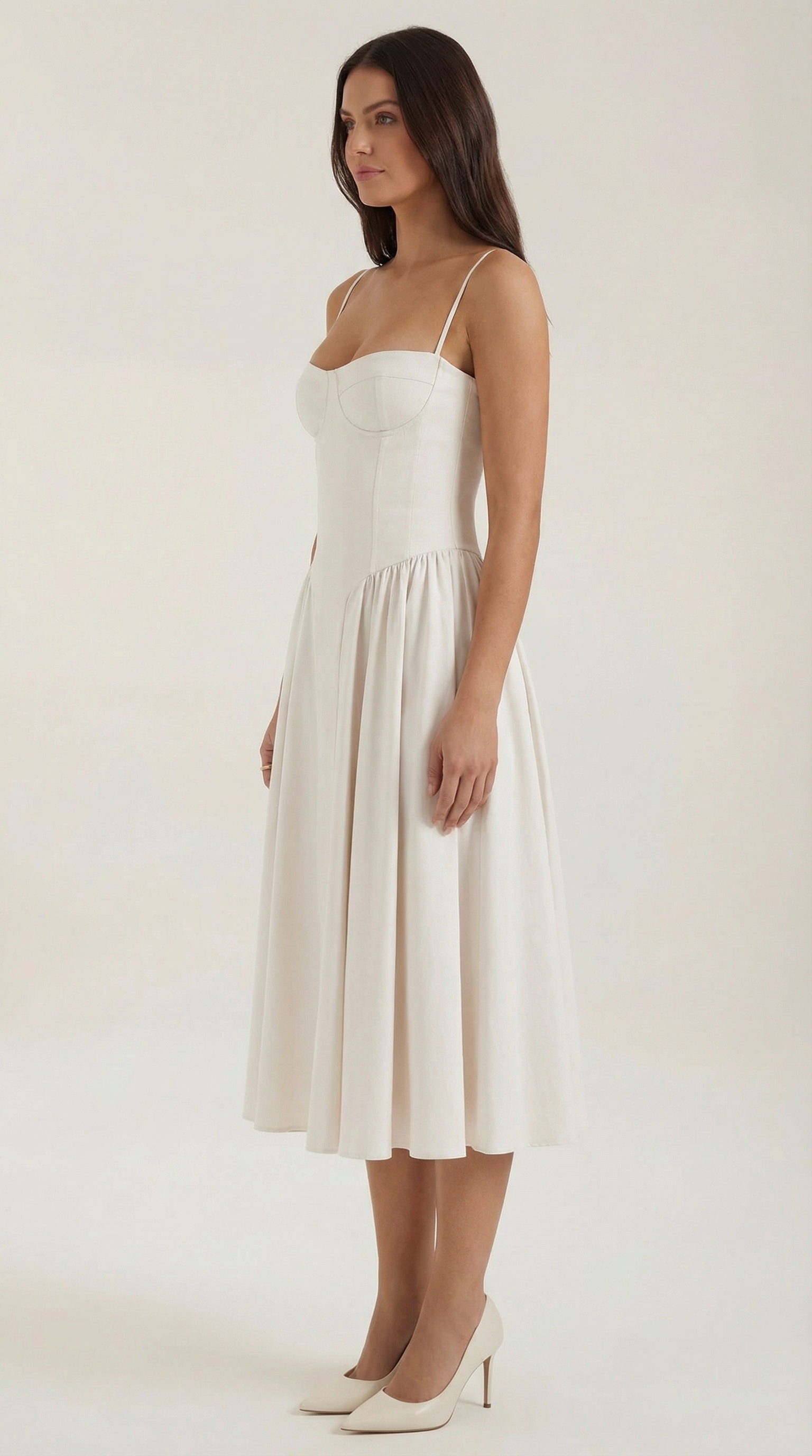 Marielle | Floral Corset Wedding Guest Midi Dress