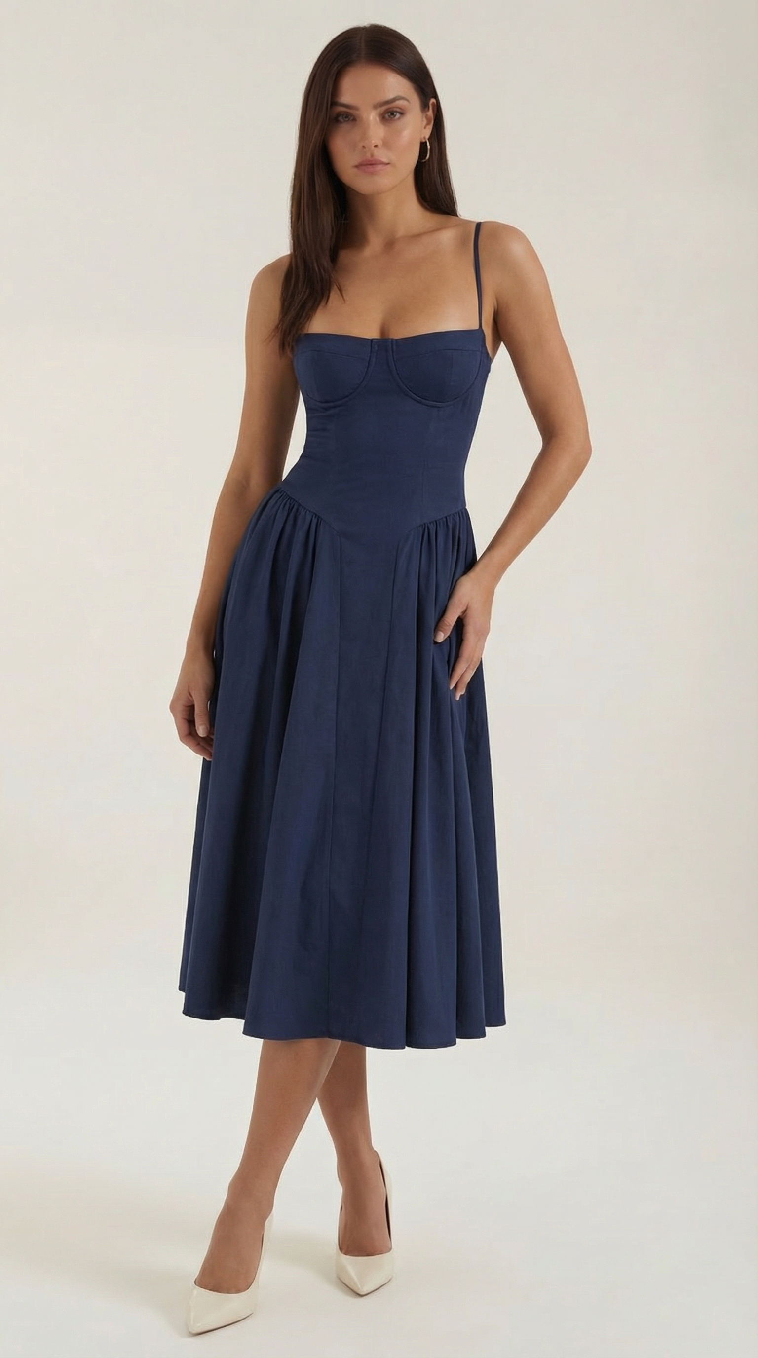 Marielle | Floral Corset Wedding Guest Midi Dress