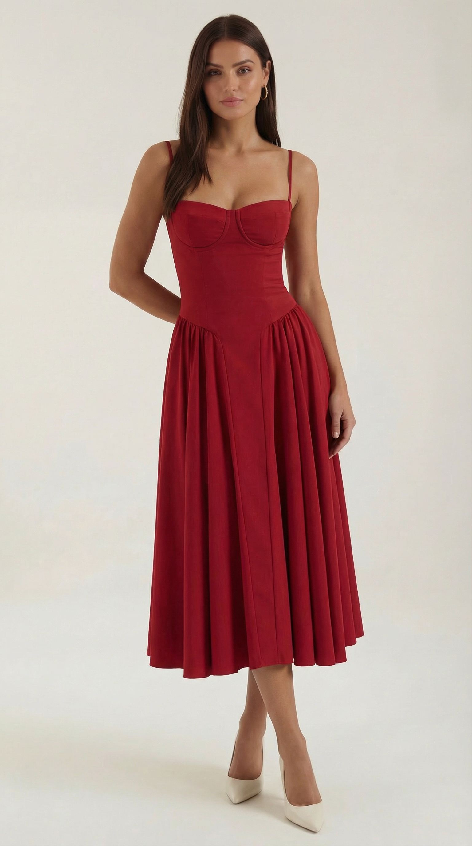 Marielle | Floral Corset Wedding Guest Midi Dress