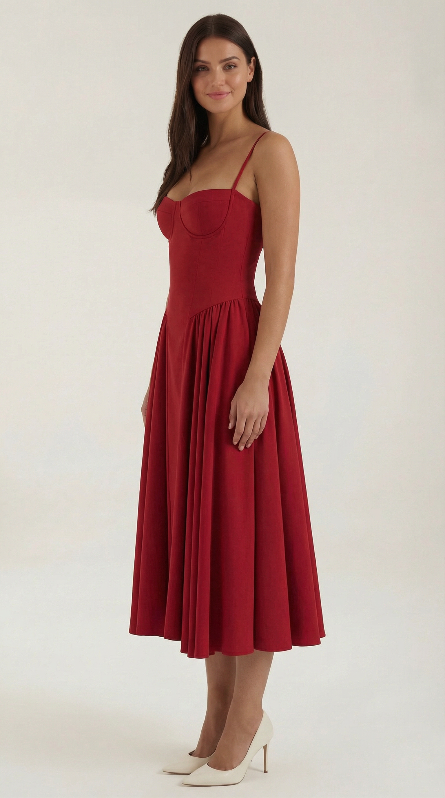 Marielle | Floral Corset Wedding Guest Midi Dress
