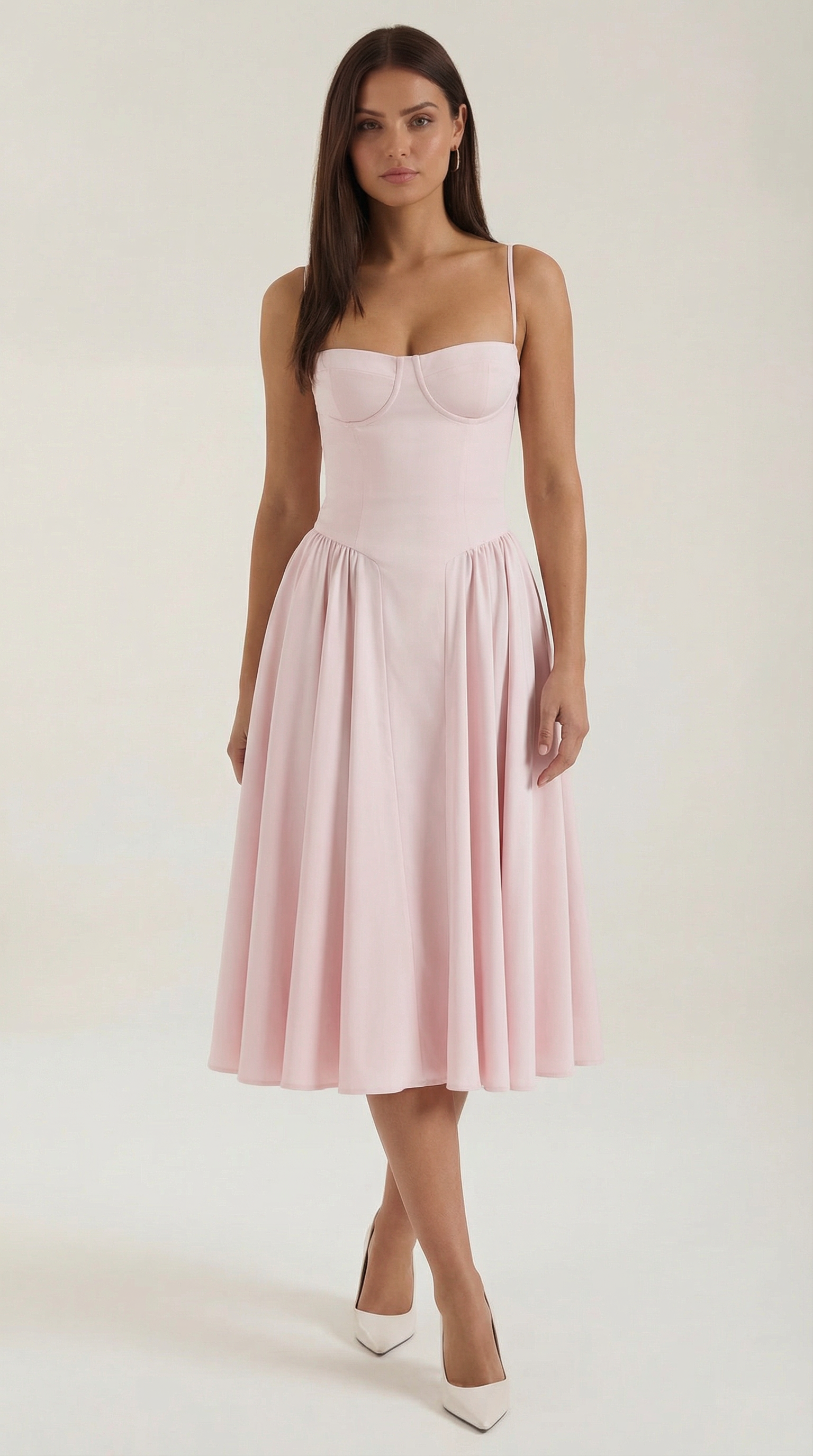 Marielle | Floral Corset Wedding Guest Midi Dress