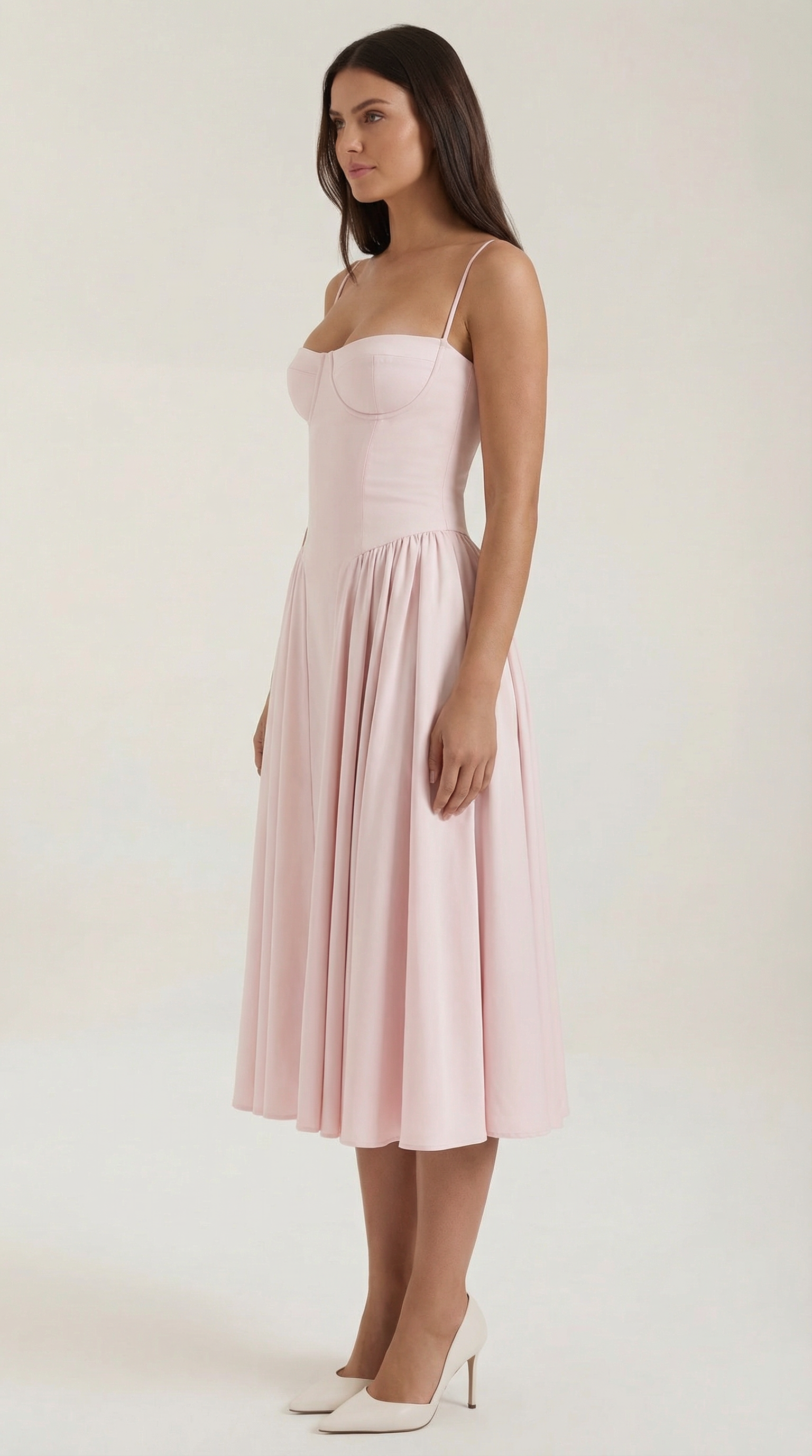 Marielle | Floral Corset Wedding Guest Midi Dress