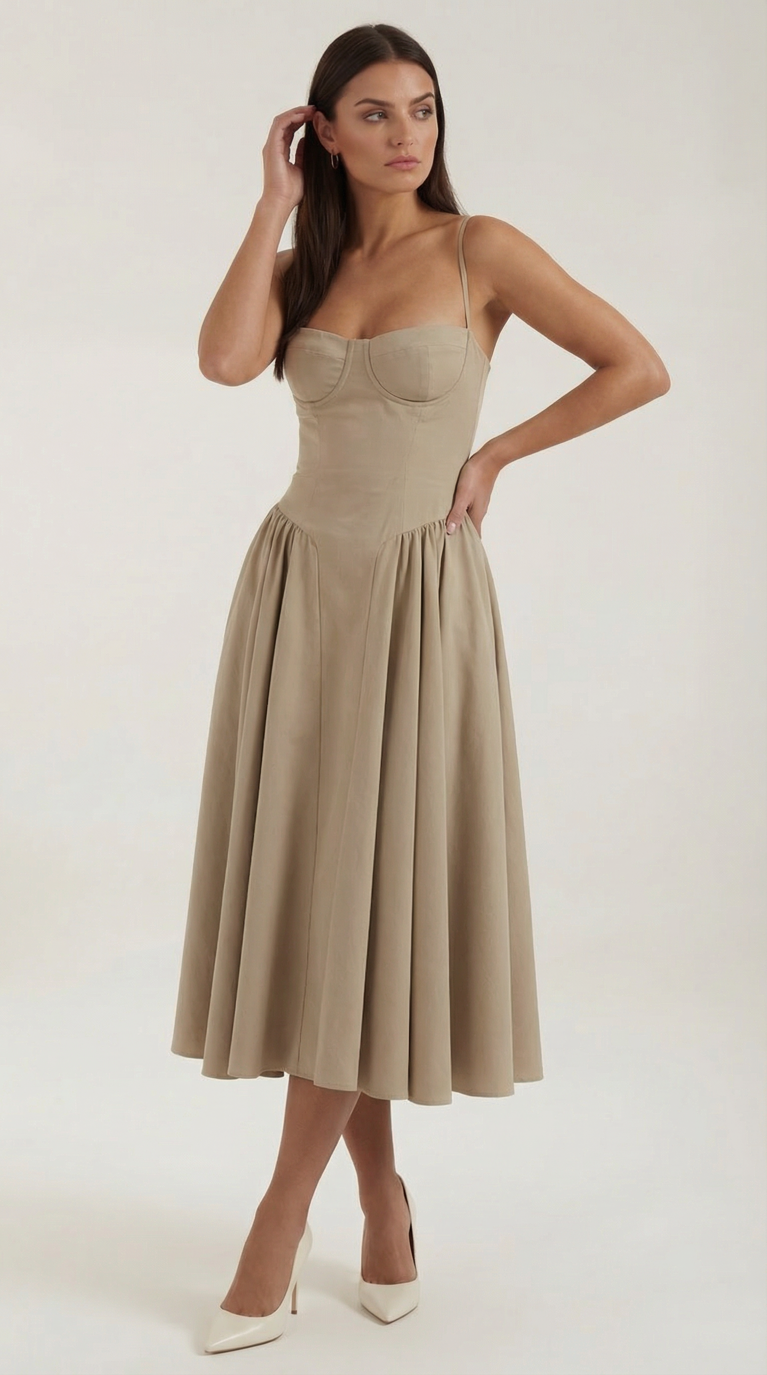 Marielle | Floral Corset Wedding Guest Midi Dress
