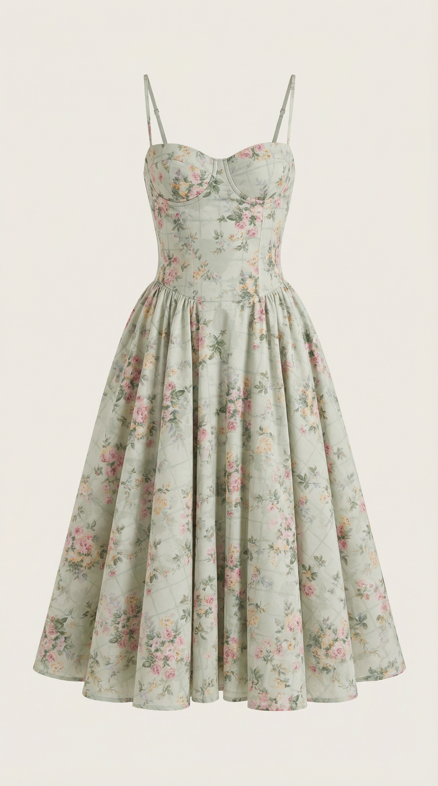 Marielle | Floral Corset Wedding Guest Midi Dress