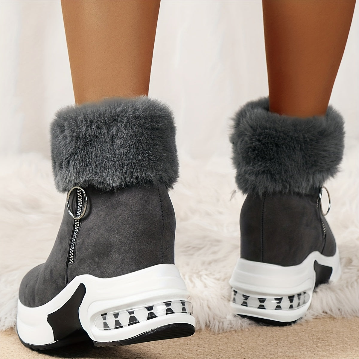 Marietta faux fur collar platform ankle boots, view 4