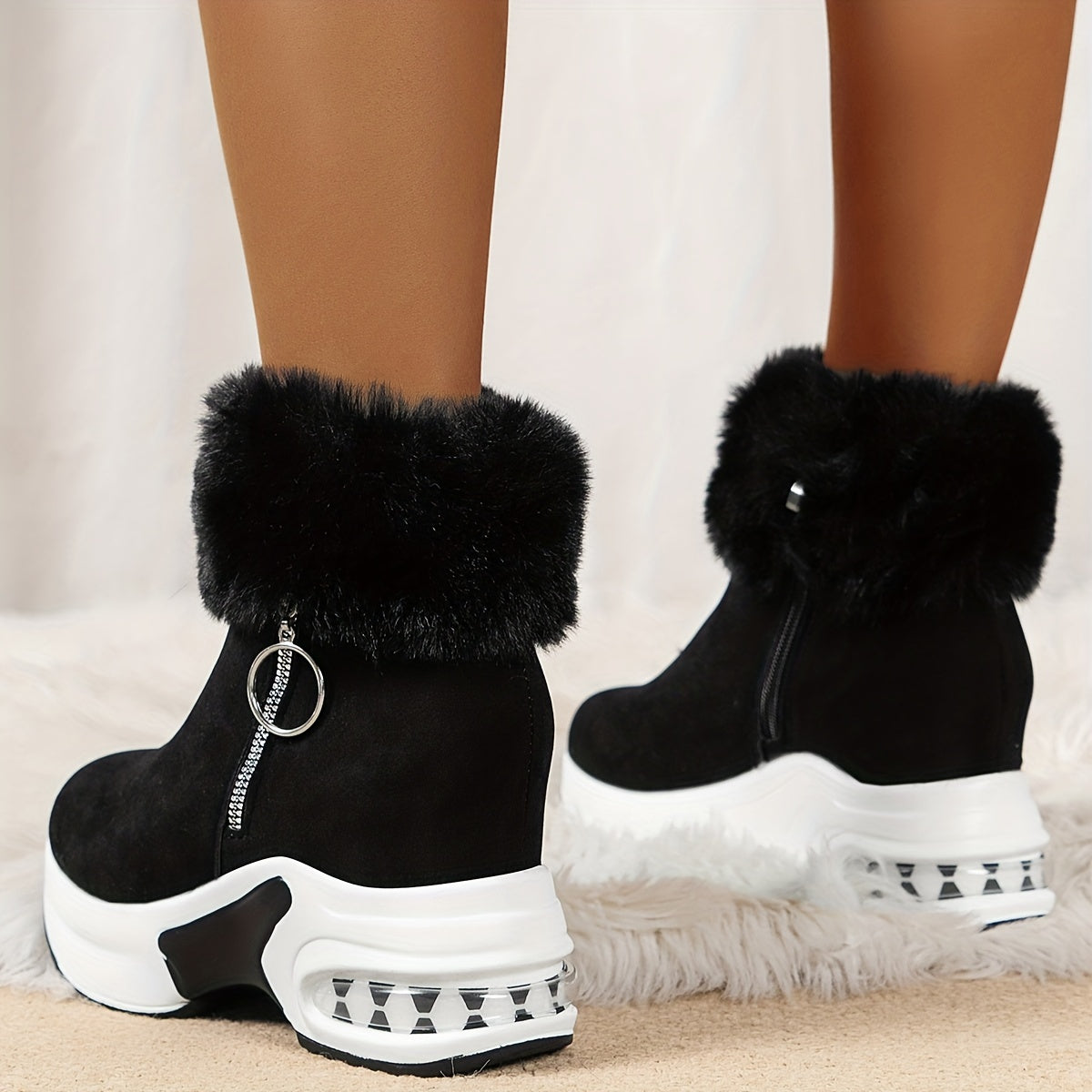 Marietta faux fur collar platform ankle boots, view 6