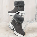 Marietta faux fur collar platform ankle boots, gray